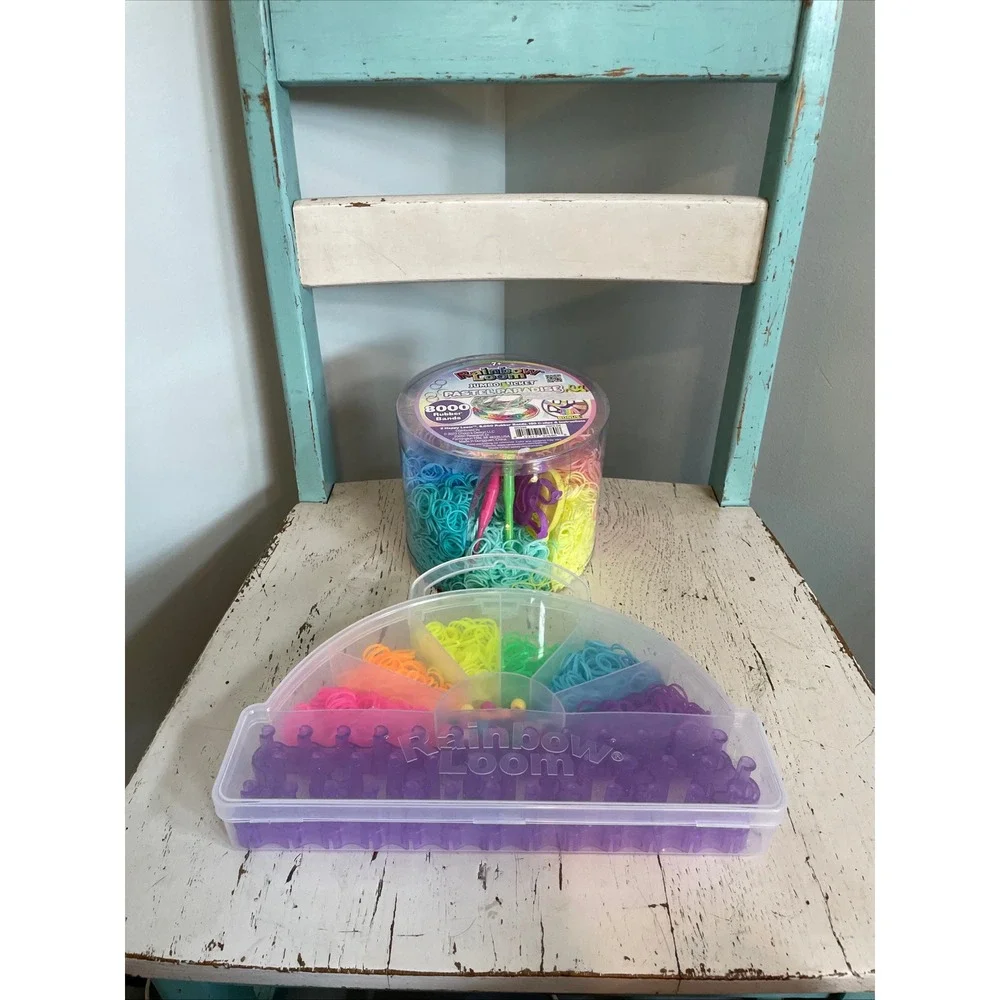 Rainbow Loom Pastel Paradise Rubber Bands Jumbo Bucket & Travel Loom Kit Tools